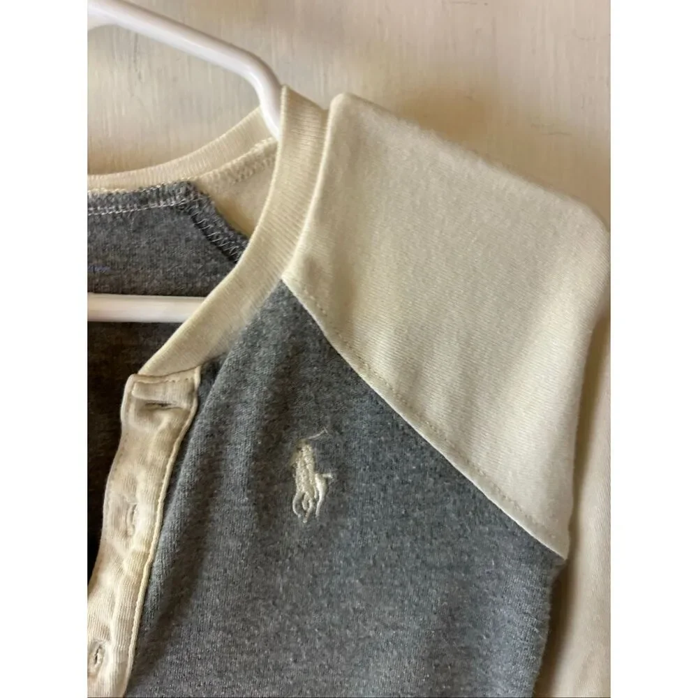 Ralph Lauren Polo‎ 9m snap bodysuit cream gray